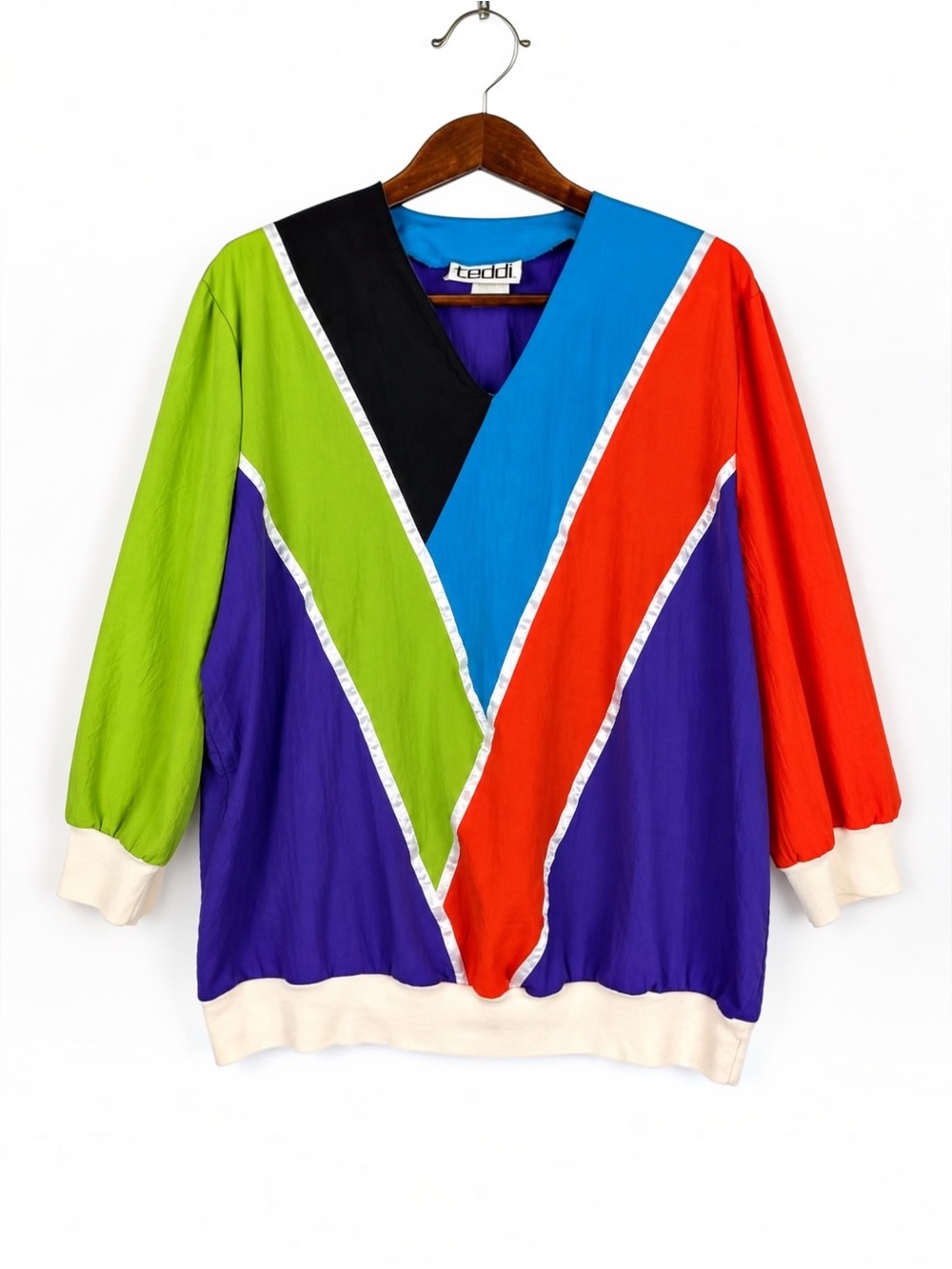 Vintage 80s 90s Colorblock Windbreaker Pullover Oversized XL